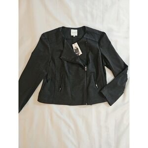 Catherine Malandrino Runway Moto Jacket Asymmetric Zipper Dark Gray XL